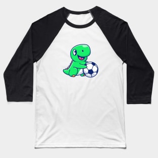 Cute Dinosaur Playing Football Cartoon Baseball T-Shirt